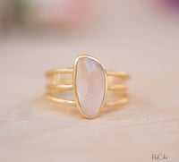 Rose Quartz Ring *Gold Vermeil Ring* Statement Ring *Gemstone Ring *Pink stone Ring* Natural *Organic Ring * ByCila* BJR052