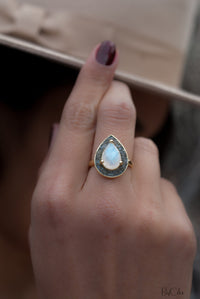 Mosaic Labradorite & Moonstone Ring *18k Gold Plated Ring * Statement Ring *Gemstone Ring *Bridal Ring *Organic Ring *Natural * BJR173