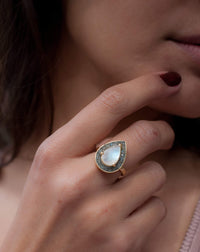 Mosaic Labradorite & Moonstone Ring *18k Gold Plated Ring * Statement Ring *Gemstone Ring *Bridal Ring *Organic Ring *Natural * BJR173