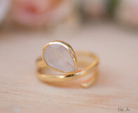 Moonstone Ring * 18k Gold Plated Ring * Statement Ring * Gemstone Ring * White * Bridal Ring * Wedding Ring * Organic Ring * Natural BJR109