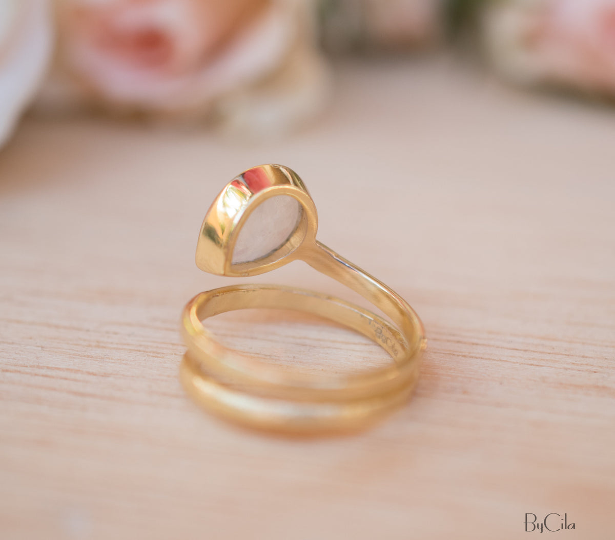 Moonstone Ring * 18k Gold Plated Ring * Statement Ring * Gemstone Ring * White * Bridal Ring * Wedding Ring * Organic Ring * Natural BJR109