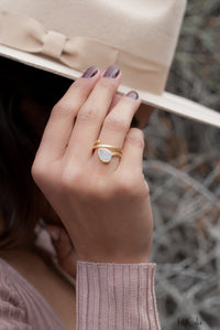Moonstone Ring * 18k Gold Plated Ring * Statement Ring * Gemstone Ring * White * Bridal Ring * Wedding Ring * Organic Ring * Natural BJR109