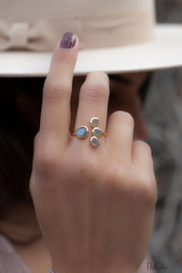 Labradorite Ring * Gold Vermeil*  Lotus Flower *Gold * Statement* Gemstone *Bridesmaid *Natural* Handmade *Gift For Her BJR176