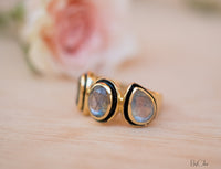 Labradorite Ring * 18k Gold Plated Ring * Statement Ring *Gemstone Ring * handmade * Black details * BohoBlack details * BJR127