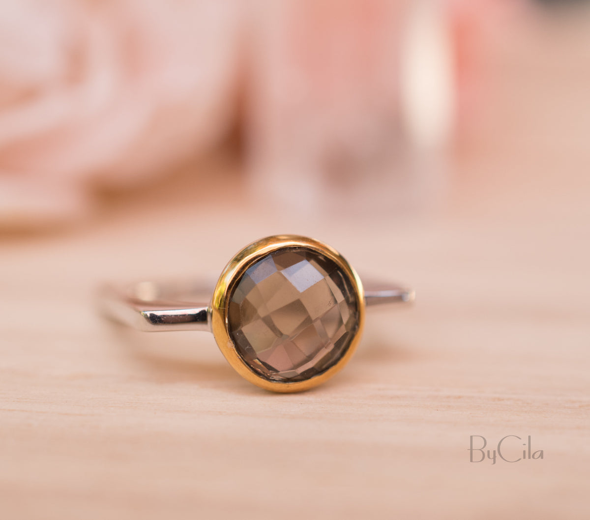 Smoky quartz Square Ring *  Silver Plated * Statement Ring *Gemstone Ring *Bridal Ring *Organic Ring *Natural * BJR167