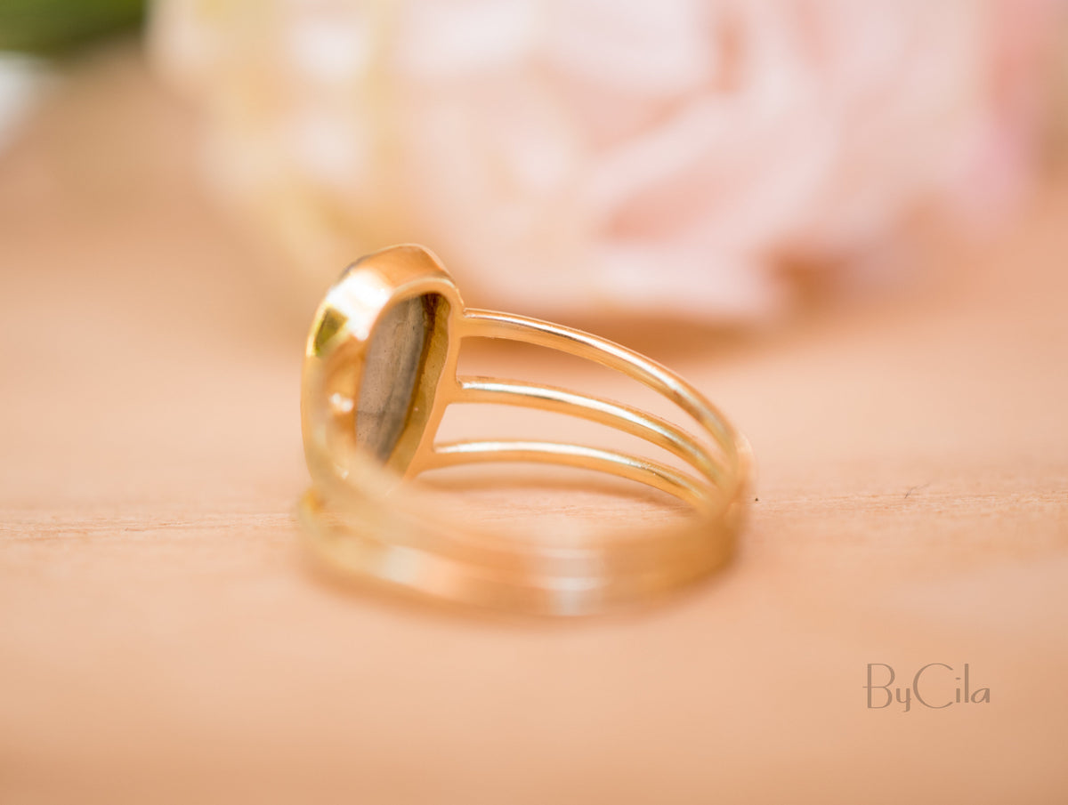 Labradorite Ring * Gold Vermeil*  *Gold * Statement* Gemstone *Bridesmaid *Natural* Handmade *Gift For Her * BJR049