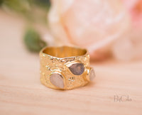 Moonstone & Labradorite Ring * 18k Gold Plated Ring * Statement Ring *Gemstone Ring * handmade * Boho BJR174