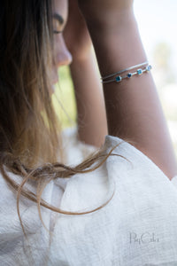 Labradorite, Green White Jade, Sapphire hydro * Bangle Bracelet * Gold Plated and Silver Plated * Gemstone * Adjustable *Statement * BJB031B