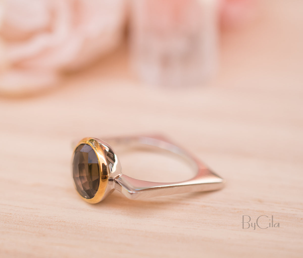 Smoky quartz Square Ring *  Silver Plated * Statement Ring *Gemstone Ring *Bridal Ring *Organic Ring *Natural * BJR167