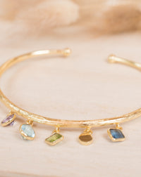 Amethyst, Blue Topaz, Peridot, Iolite hydro Bangle Bracelet * Gold Plated * Gemstone * Adjustable *Statement * BJB024