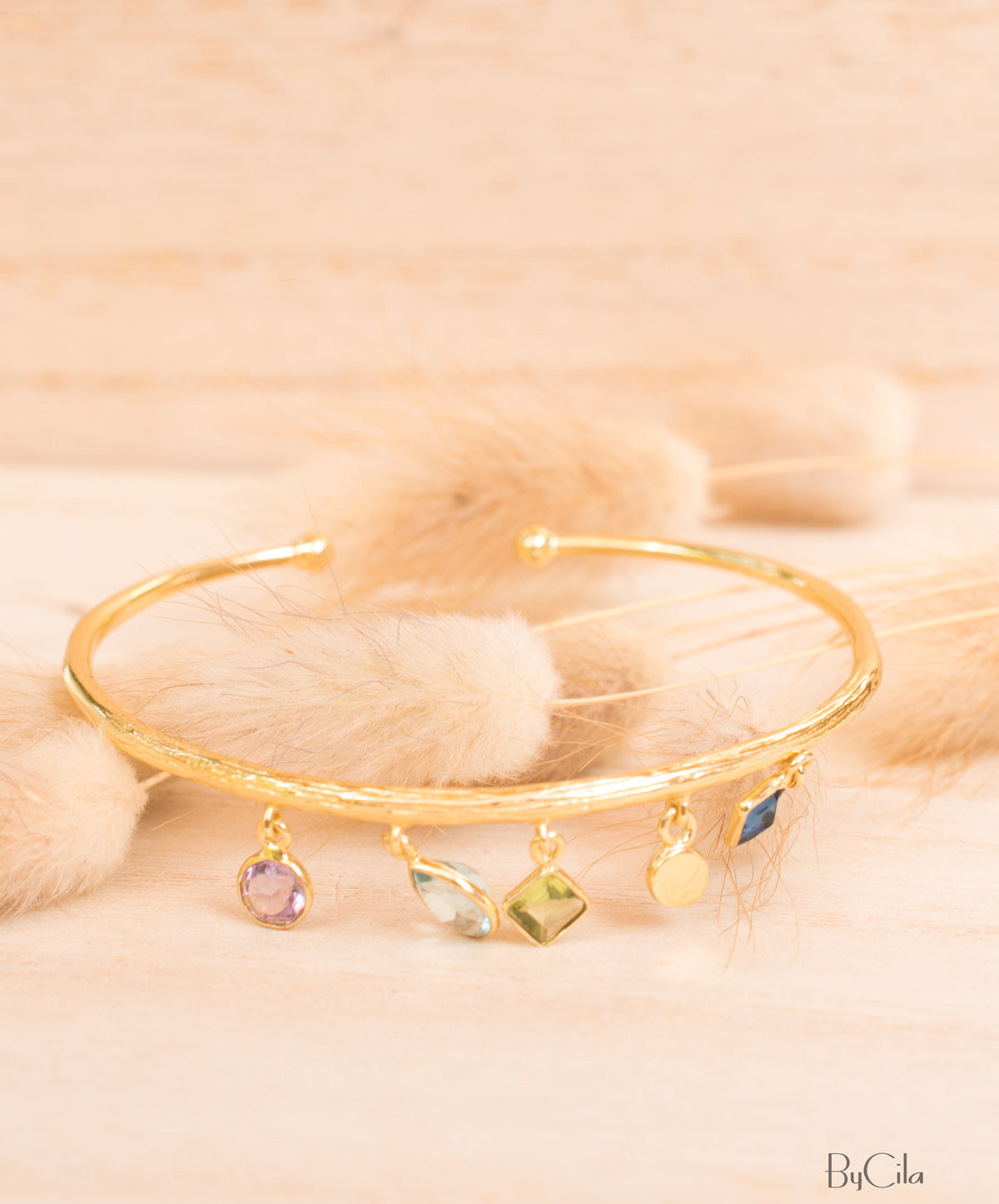 Amethyst, Blue Topaz, Peridot, Iolite hydro Bangle Bracelet * Gold Plated * Gemstone * Adjustable *Statement * BJB024