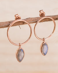 Labradorite Stud Earrings Rose Gold Plated or Gold Plated * Gemstone * Earrings * Rainbow Labradorite * Handmade * Boho * Modern * BJE079B