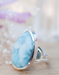 Larimar Ring * Tear Drop * Sterling Silver 925 * Gemstone * Natural * Statement * Handmade * Semi Precious Stone * Bohemian * Chic * BJR116