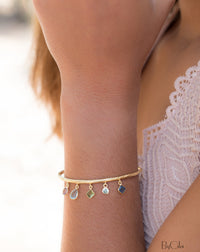 Amethyst, Blue Topaz, Peridot, Iolite hydro Bangle Bracelet * Gold Plated * Gemstone * Adjustable *Statement * BJB024