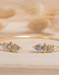 Labradorite  Bangle Bracelet * Gold Plated * Gemstone * Gypsy * Hippie * Adjustable * Statement * Stacking * Layering *BJB033
