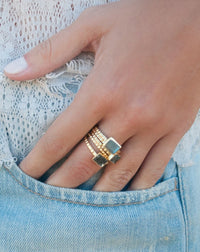 Labradorite, Black Diamond and Plain Band Rings * Gold Ring * Gold Labradorite Ring * Gold Vermeil * Gemstones Ring * BJR184A