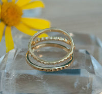 Labradorite, Black Diamond and Plain Band Rings * Gold Ring * Gold Labradorite Ring * Gold Vermeil * Gemstones Ring * BJR184A