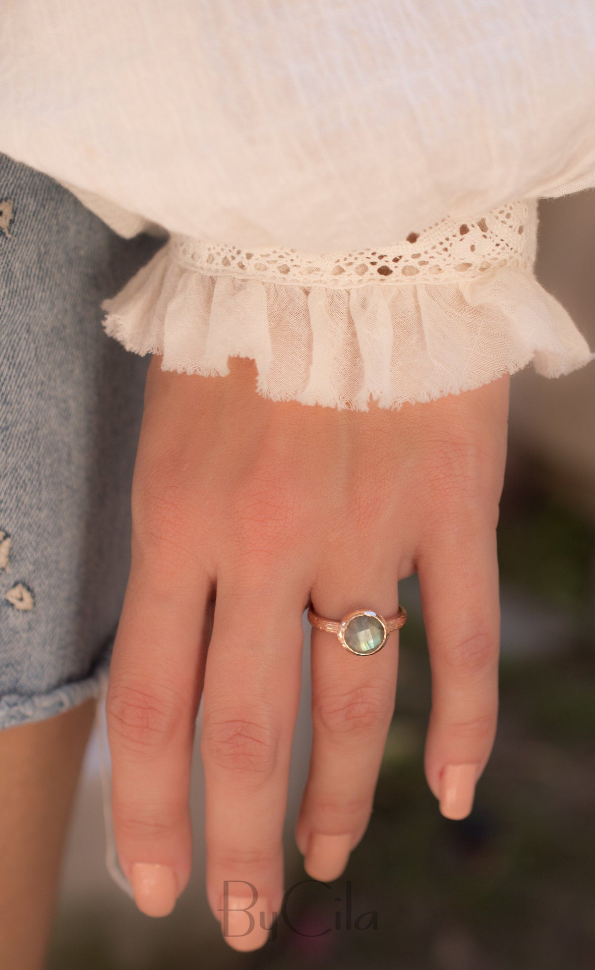 Rainbow Labradorite Rose Gold Ring * Boho * Organic * handmade * Gypsy * Bridesmaid* Solitaire * Bridal * BJR209