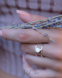 Moonstone Ring *  Sterling Silver* Double band * Statement* Gemstone *Bridesmaid *Natural* Handmade *Gift For Her *BJR031