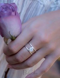 Moonstone Ring *  Sterling Silver* Double band * Statement* Gemstone *Bridesmaid *Natural* Handmade *Gift For Her *BJR031