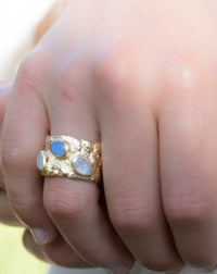 Moonstone & Labradorite Ring * 18k Gold Plated Ring * Statement Ring *Gemstone Ring * handmade * Boho BJR174