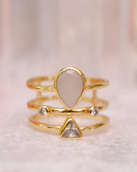 Lolita Ring * Moonstone & White Topaz * Gold Plated * BJR118 * bycila