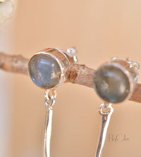 Labradorite Stud Earrings * Sterling Silver 925 * Post  *Handmade *Semi Precious Stone * Gift *February Birthstone*  BJE151