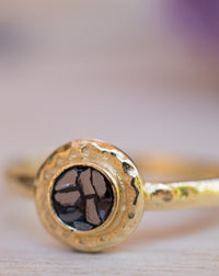14K Yellow Gold Black Mosaic Diamond Ring *Hammered * Engagement Ring *Unique *Organic *Boho chic * Diamond Ring *Modern *Gold Band *BJRG005