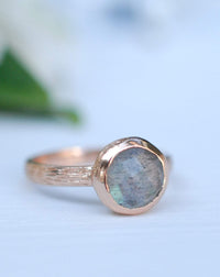 Rainbow Labradorite Rose Gold Ring * Boho * Organic * handmade * Gypsy * Bridesmaid* Solitaire * Bridal * BJR209