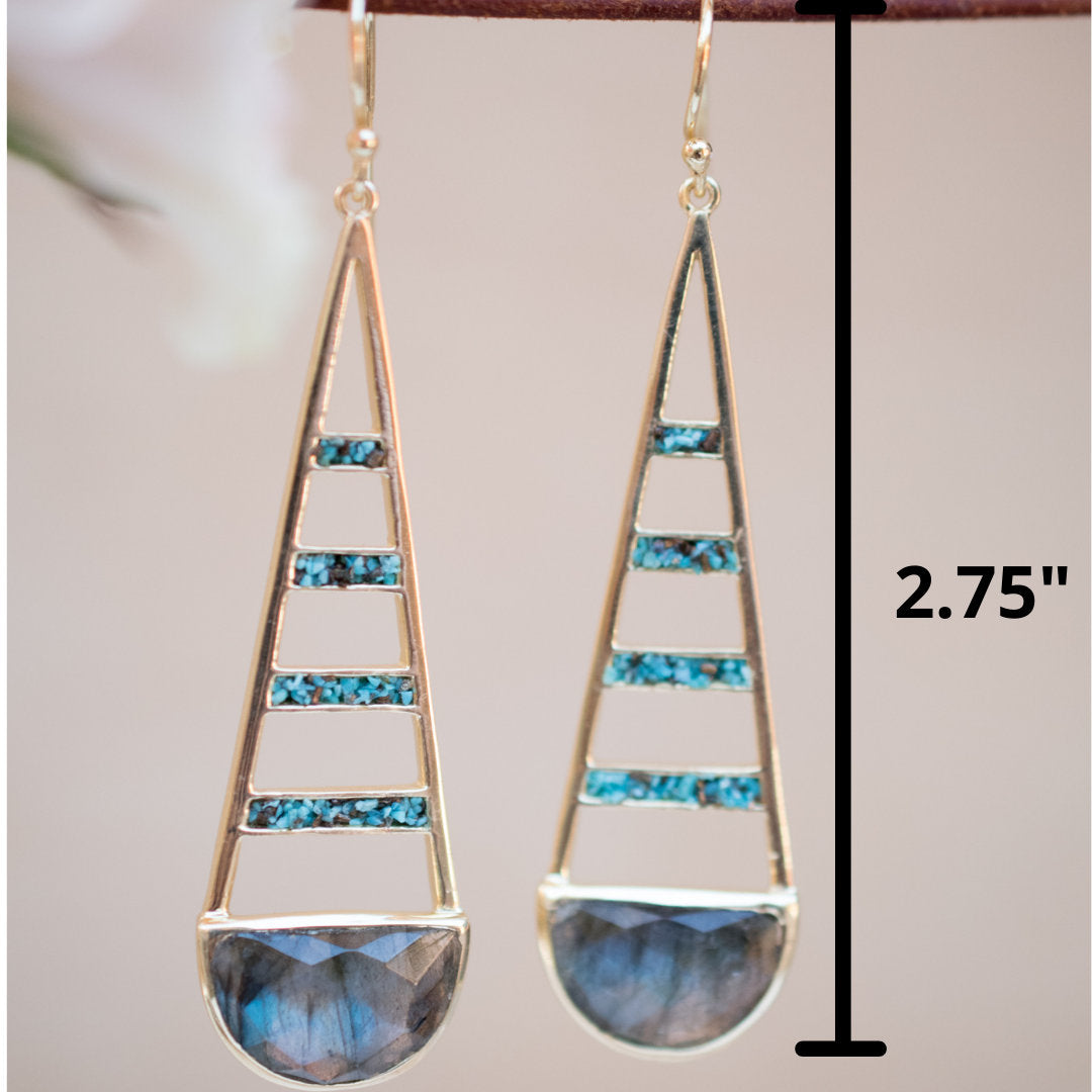 Giuliana Earrings * Labradorite and Copper Turquoise * Gold Plated 18k * BJE112