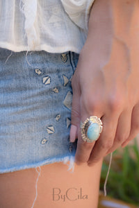 Larimar Ring * Sterling Silver 925 * Gemstone * Natural * Statement * Handmade * Semi Precious Stone * Bohemian * Chic * Boho * BJR193