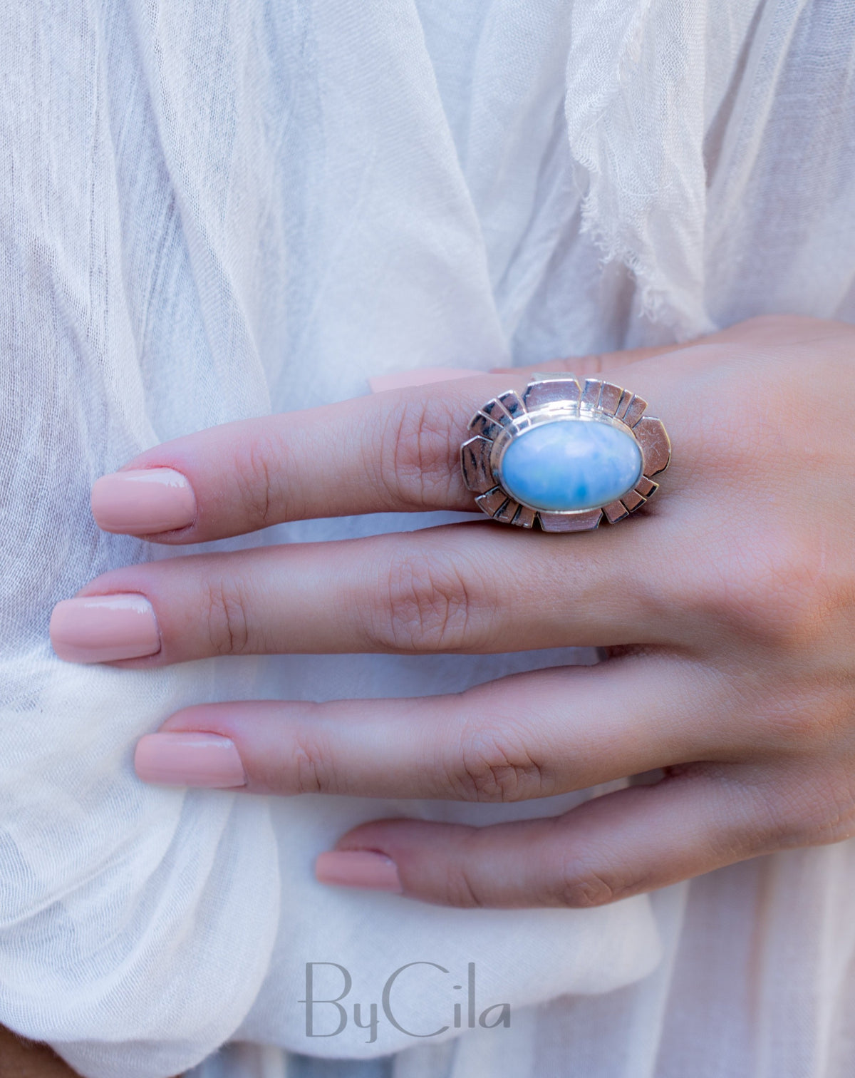 Larimar Ring * Sterling Silver 925 * Gemstone * Natural * Statement * Handmade * Semi Precious Stone * Bohemian * Chic * Boho * BJR193