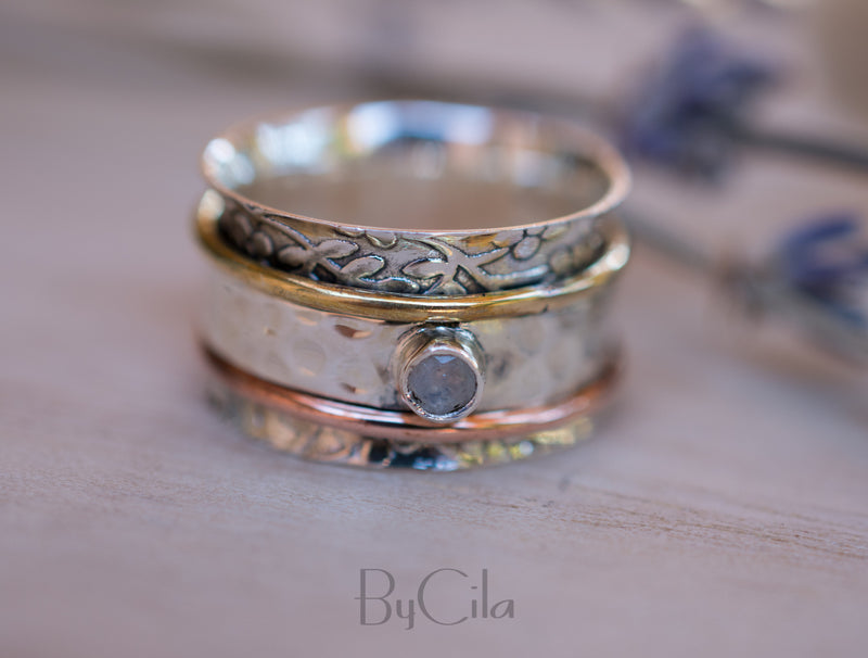 Moonstone Spinner Ring *Meditation *Spinning * Spin *Anxiety *Sterling Silver 925 *Copper *Bronze * Jewelry * Bycila * Handmade *Yoga BJS024