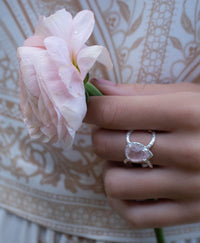 Rose Quartz Ring * Hammered Band * Sterling Silver Ring * Statement Ring * Gemstone Ring * Wedding Ring * Organic Ring * Natura BJR144