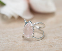 Rose Quartz Ring * Hammered Band * Sterling Silver Ring * Statement Ring * Gemstone Ring * Wedding Ring * Organic Ring * Natura BJR144