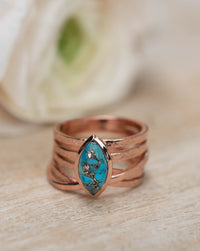 Turquoise Rose Gold Plated Ring *Statement Ring *Gemstone *Copper Turquoise Ring* Natural *Organic Ring * Ocean* Blue Ring * BJR136