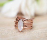 Moonstone Rose Gold Plated Ring *  Statement Ring * Gemstone Ring * Rainbow Moonstone *  Rose Gold Ring BJR135