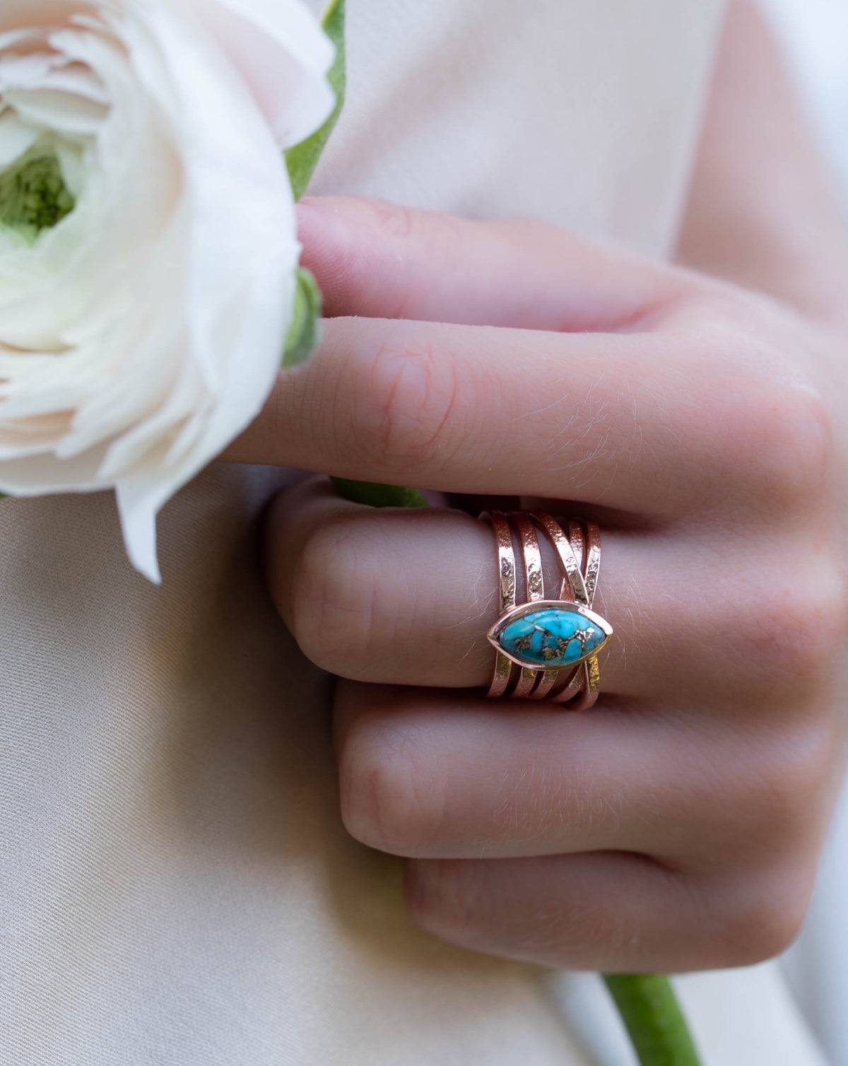 Turquoise Rose Gold Plated Ring *Statement Ring *Gemstone *Copper Turquoise Ring* Natural *Organic Ring * Ocean* Blue Ring * BJR136