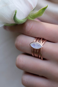 Moonstone Rose Gold Plated Ring *  Statement Ring * Gemstone Ring * Rainbow Moonstone *  Rose Gold Ring BJR135