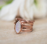 Moonstone Rose Gold Plated Ring *  Statement Ring * Gemstone Ring * Rainbow Moonstone *  Rose Gold Ring BJR135