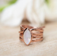 Moonstone Rose Gold Plated Ring *  Statement Ring * Gemstone Ring * Rainbow Moonstone *  Rose Gold Ring BJR135