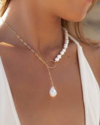 Fresh Water Pearl Lariat Necklace * Handmade * Mermaid Jewelry * Gold Filled or  Sterling Silver  * BJN096