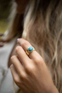 Turquoise Gold Plated Ring *Gold Ring *Statement Ring *Gemstone *Copper Turquoise Ring* Natural *Organic Ring * Ocean* Blue Ring * BJR251