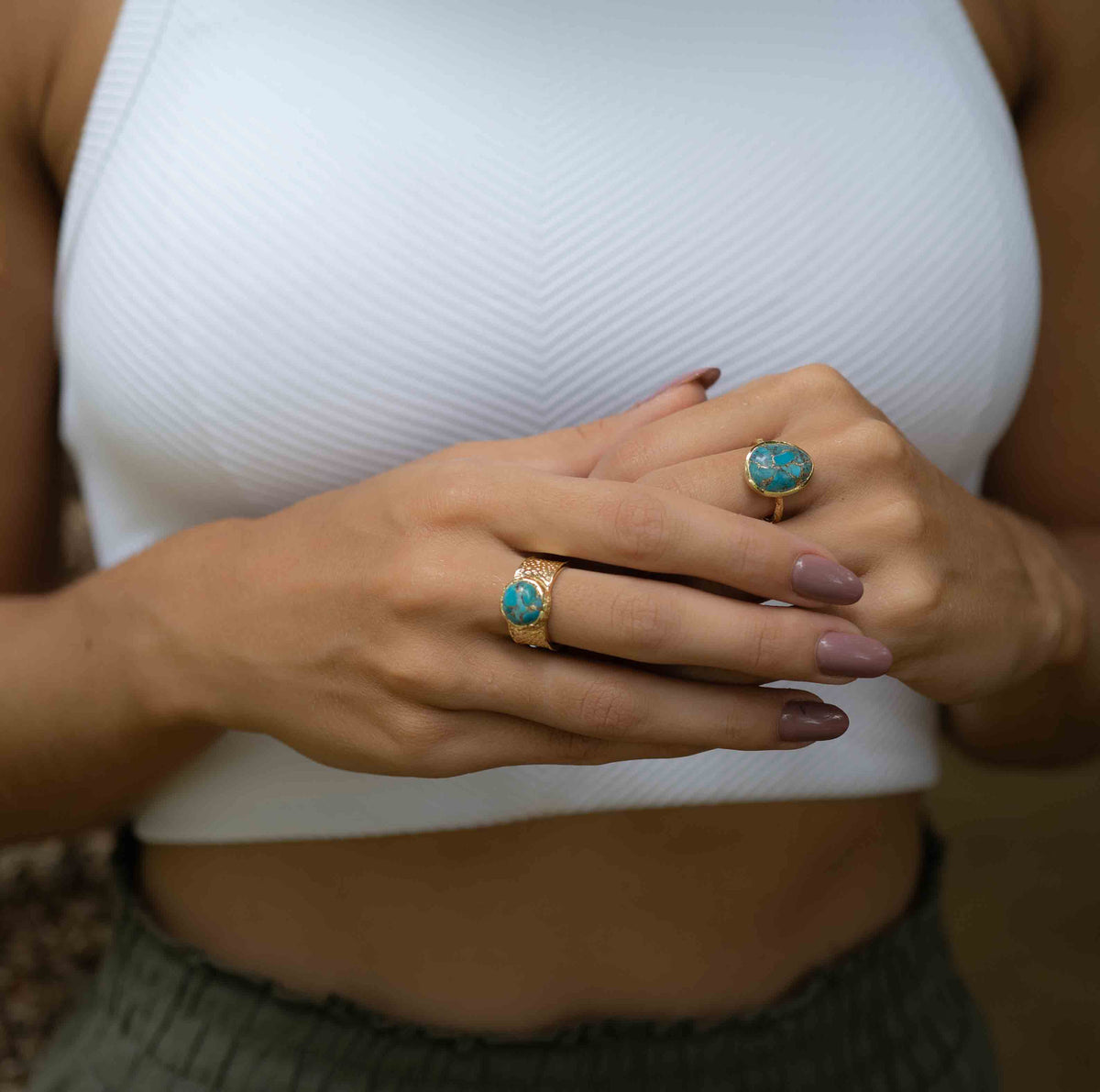 Turquoise Gold Plated Ring *Gold Ring *Statement Ring *Gemstone *Copper Turquoise Ring* Natural *Organic Ring * Ocean* Blue Ring * BJR244