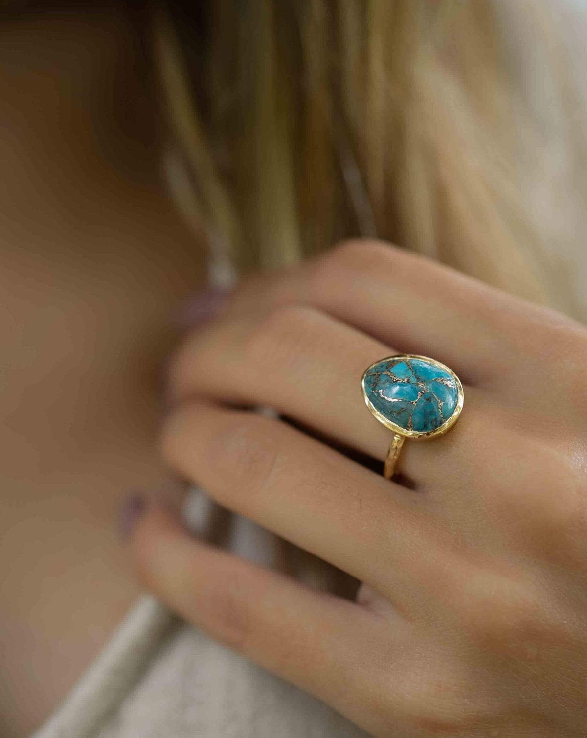 Barbara Ring * Copper Turquoise * Gold Plated * BJR244 * Bycila