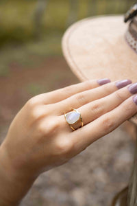 Moonstone Gold Plated Ring *  Statement Ring * Gemstone Ring * Rainbow Moonstone * Gold Ring  * Large Ring Statement * BJR253