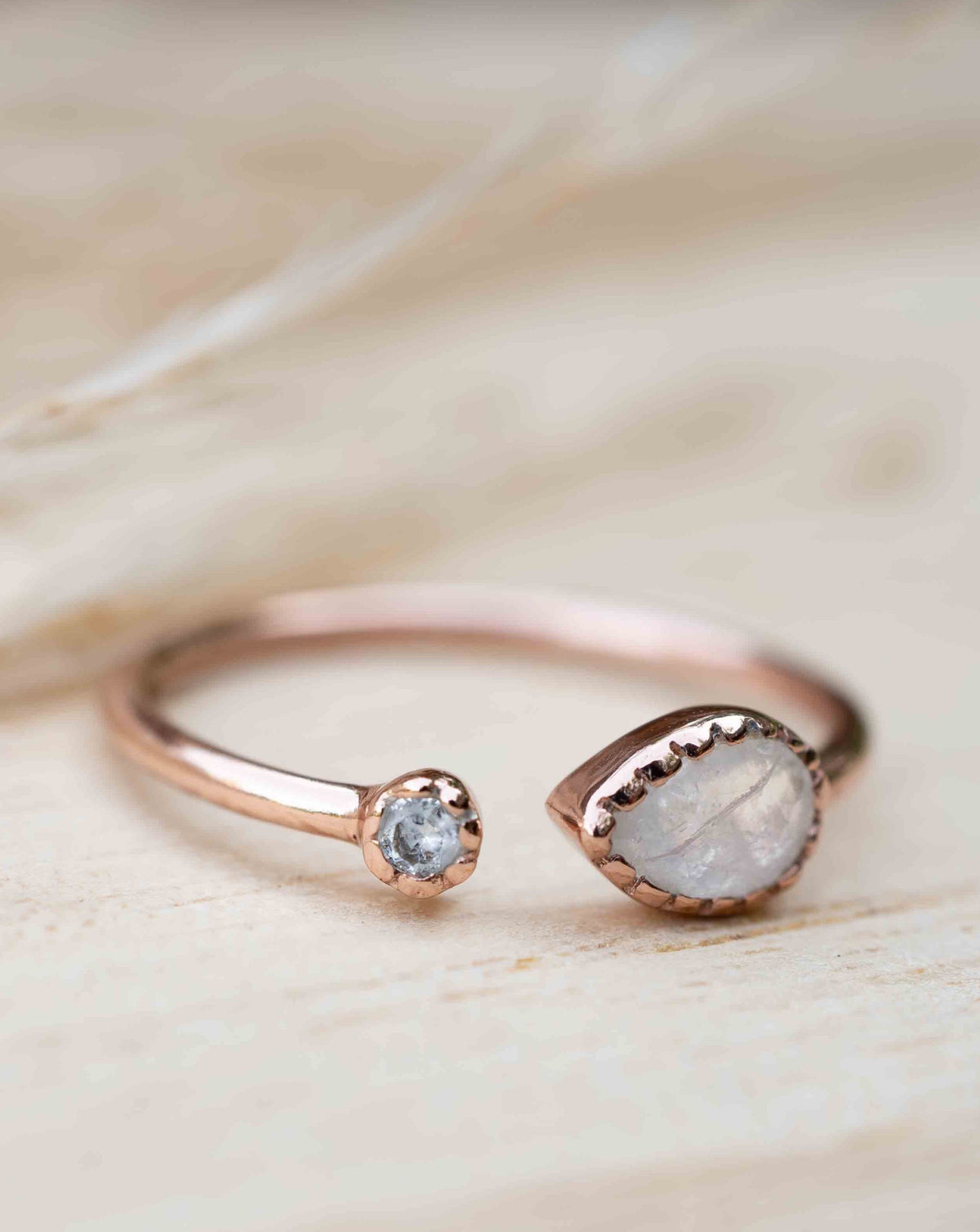 Pietra Ring * Moonstone& White Topaz * Rose Gold Plated * BJR037 * Bycila