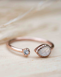Pietra Ring * Moonstone& White Topaz * Rose Gold Plated * BJR037 * Bycila