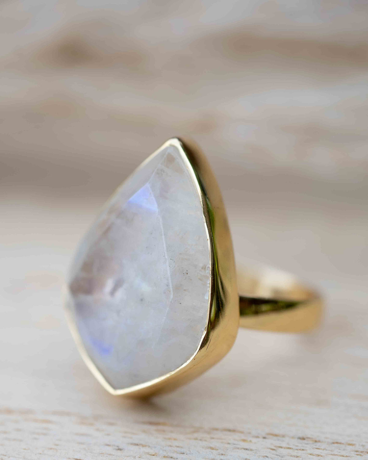 Moonstone Gold Plated Ring *  Statement Ring * Gemstone Ring * Rainbow Moonstone * Gold Ring  * Large Ring Statement * BJR256