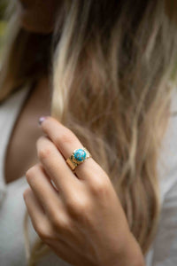 Turquoise Gold Plated Ring *Gold Ring *Statement Ring *Gemstone *Copper Turquoise Ring* Natural *Organic Ring * Ocean* Blue Ring * BJR251